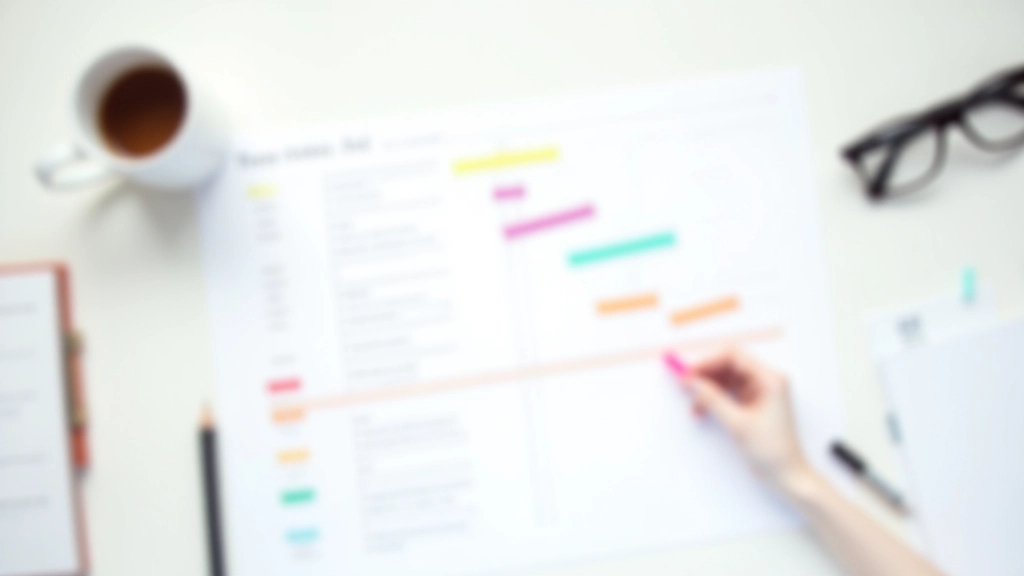 Projectplanning spreadsheet met fasen, taken en deadlines in kleur georganiseerd